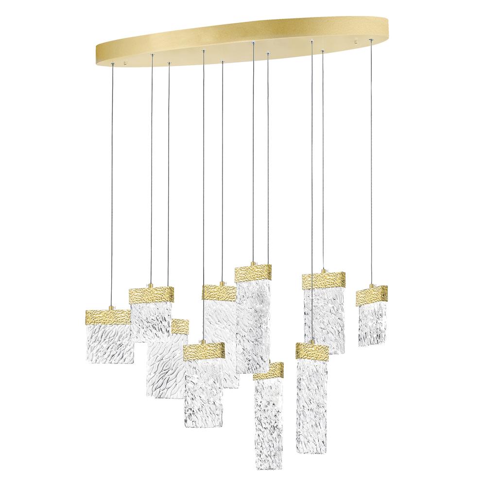 Carolina LED Chandelier With Gold Leaf Finish. Picture 1