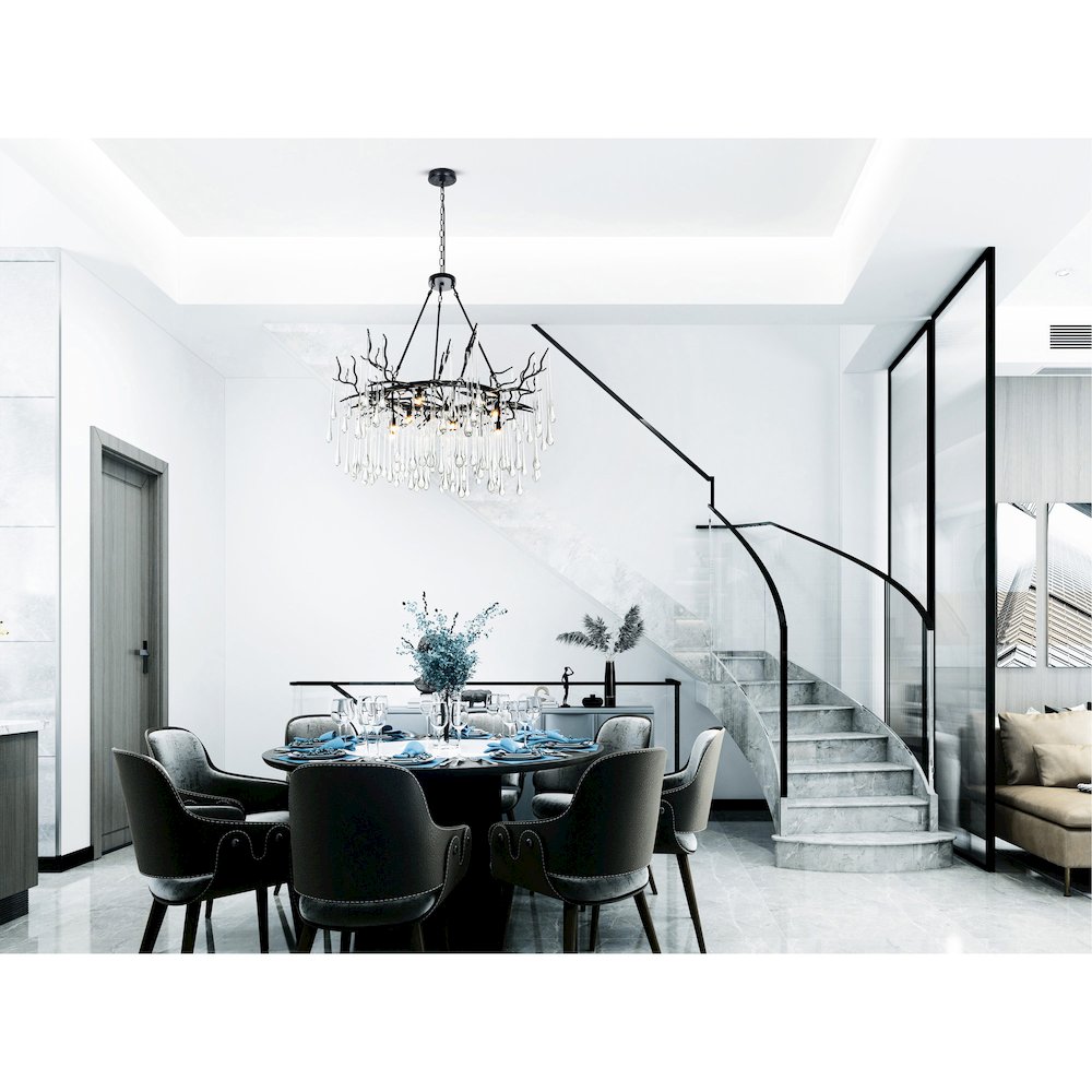 Anita 12 Light Chandelier With Black Finish. Picture 6
