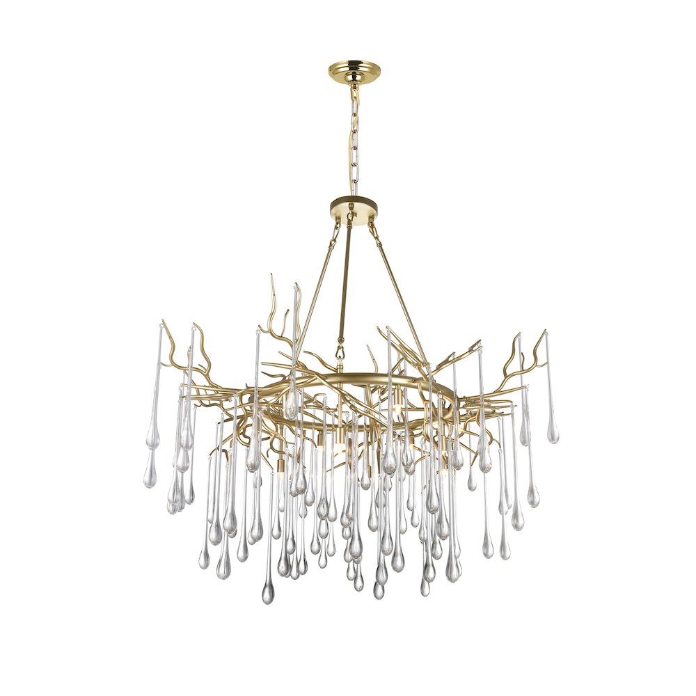Anita 12 Light Chandelier With Gold Leaf Finish. Picture 1