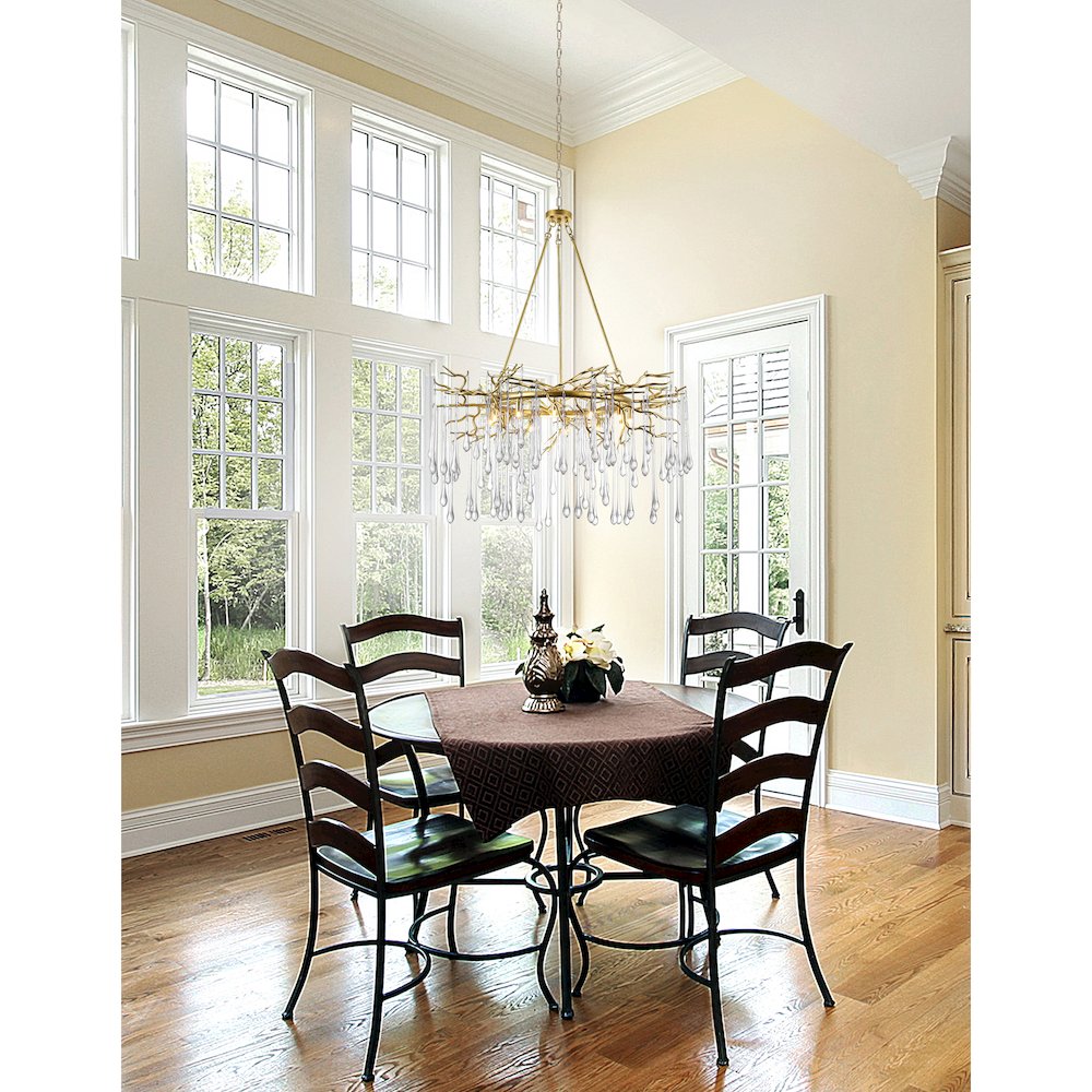 Anita 12 Light Chandelier With Gold Leaf Finish. Picture 6