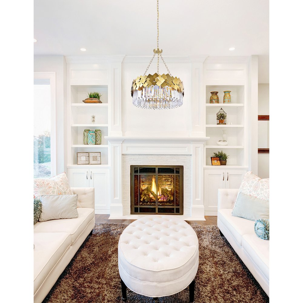 Panache 8 Light Down Chandelier With Medallion Gold Finish. Picture 5