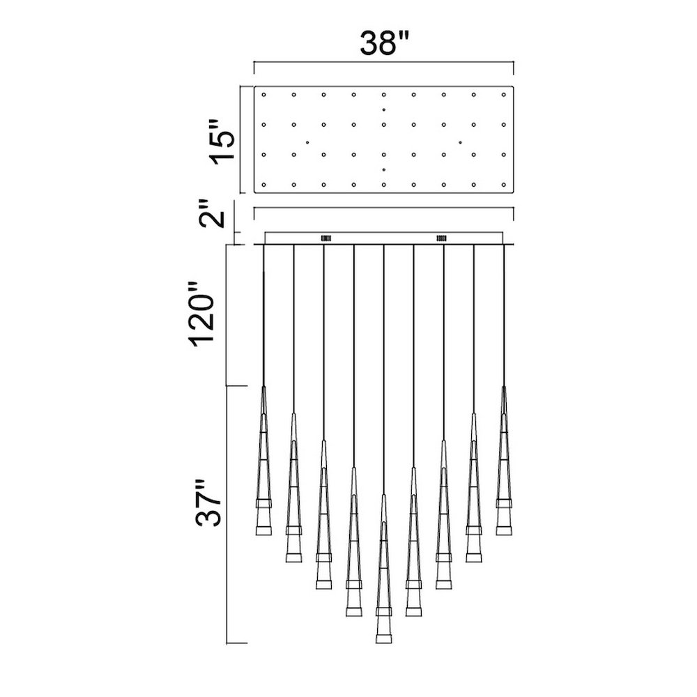 Andes LED Multi Light Pendant With Satin Gold Finish. Picture 6