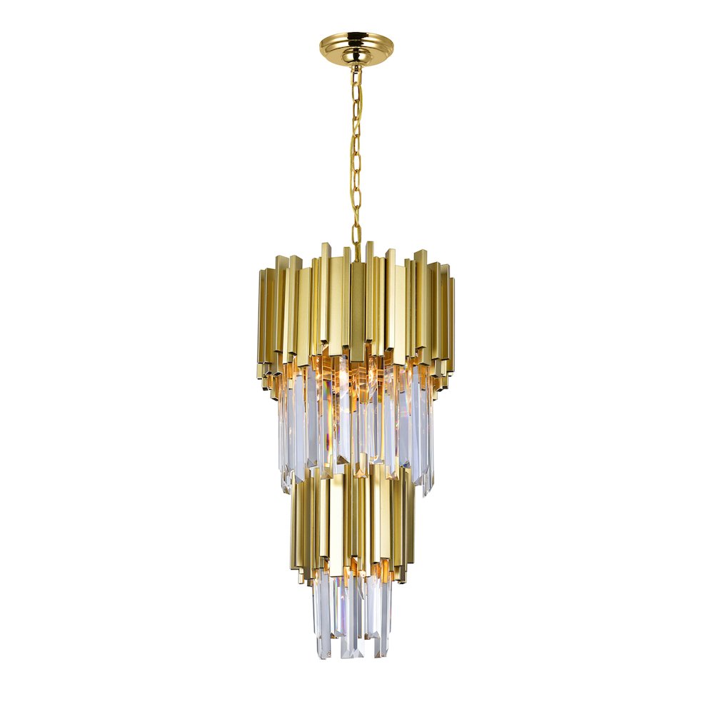 Deco 4 Light Down Mini Chandelier With Medallion Gold Finish. Picture 1