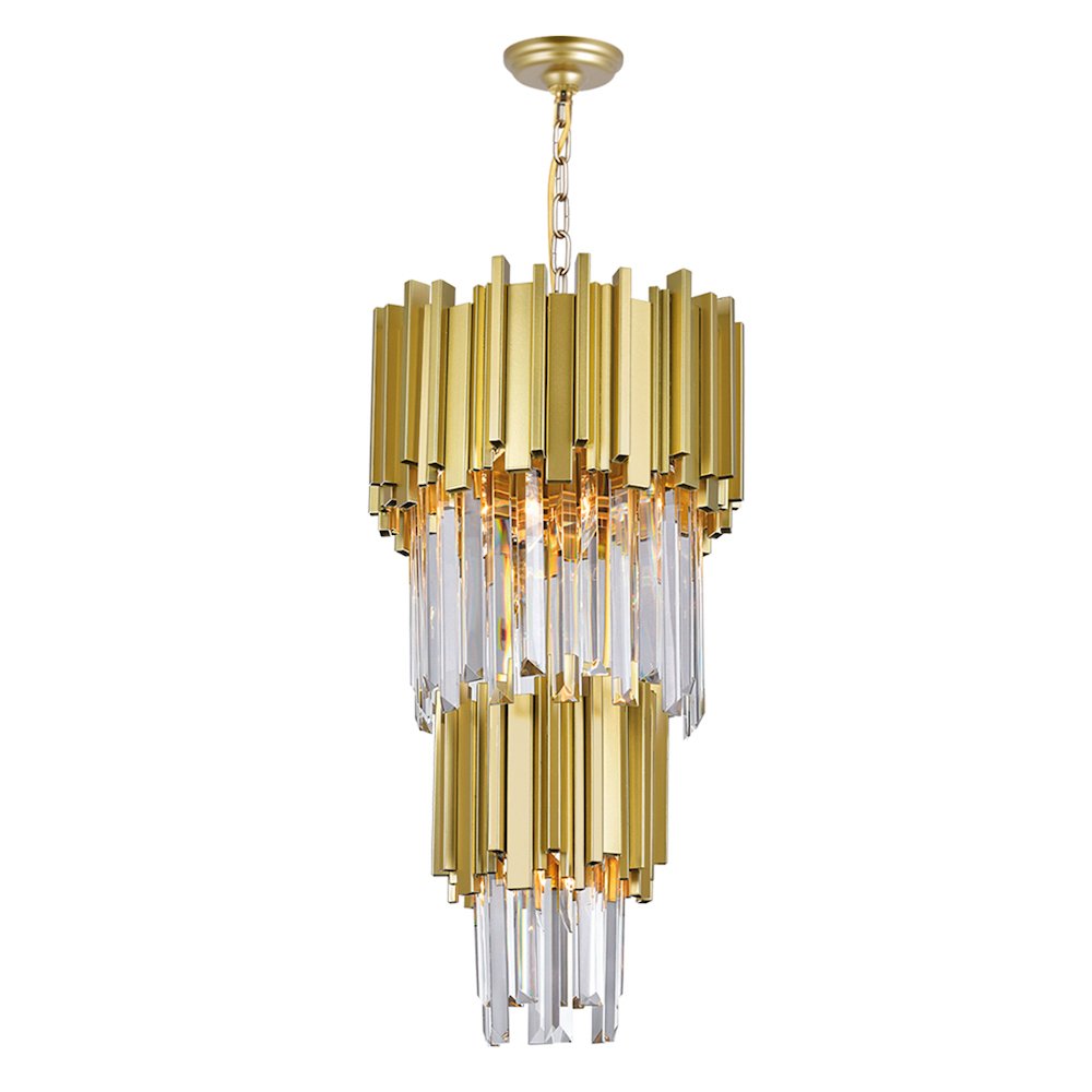 Deco 4 Light Down Mini Chandelier With Medallion Gold Finish. Picture 3