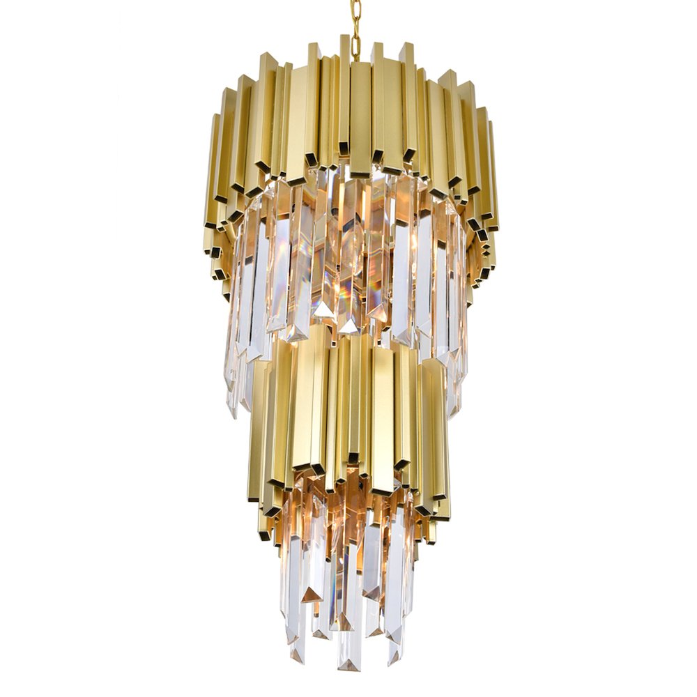 Deco 4 Light Down Mini Chandelier With Medallion Gold Finish. Picture 4