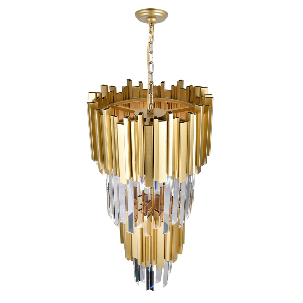 Deco 4 Light Down Mini Chandelier With Medallion Gold Finish. Picture 6