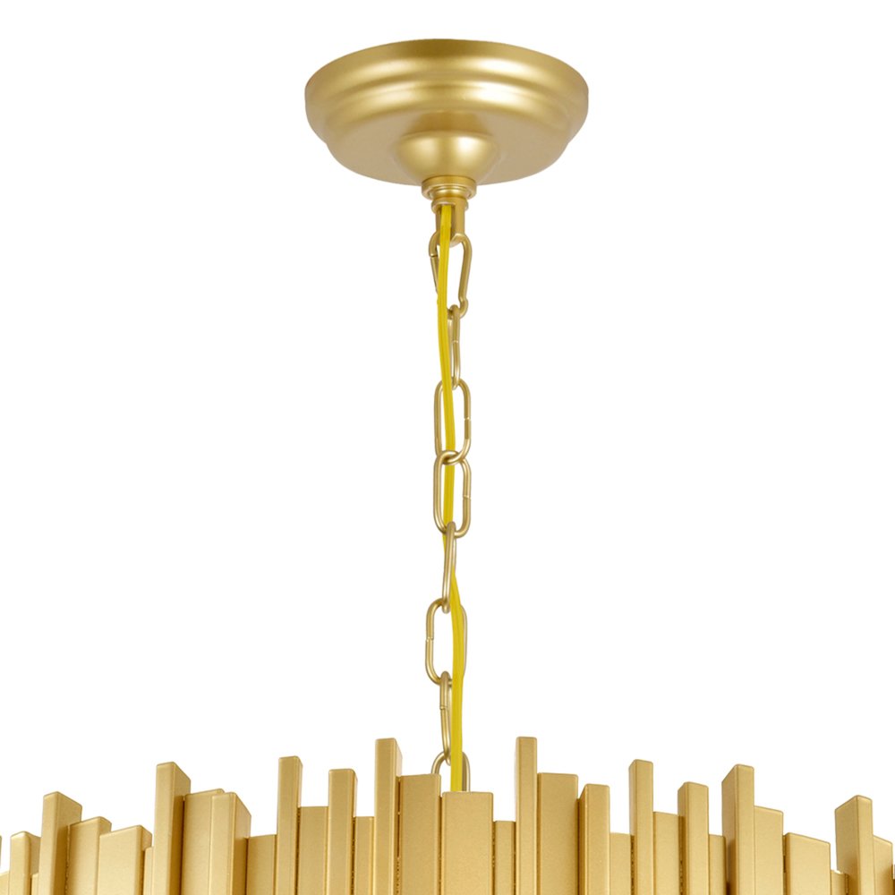 Deco 7 Light Down Chandelier With Medallion Gold Finish. Picture 5