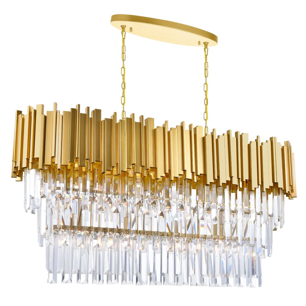 Deco 9 Light Pool Table Light With Medallion Gold Finish. Picture 1
