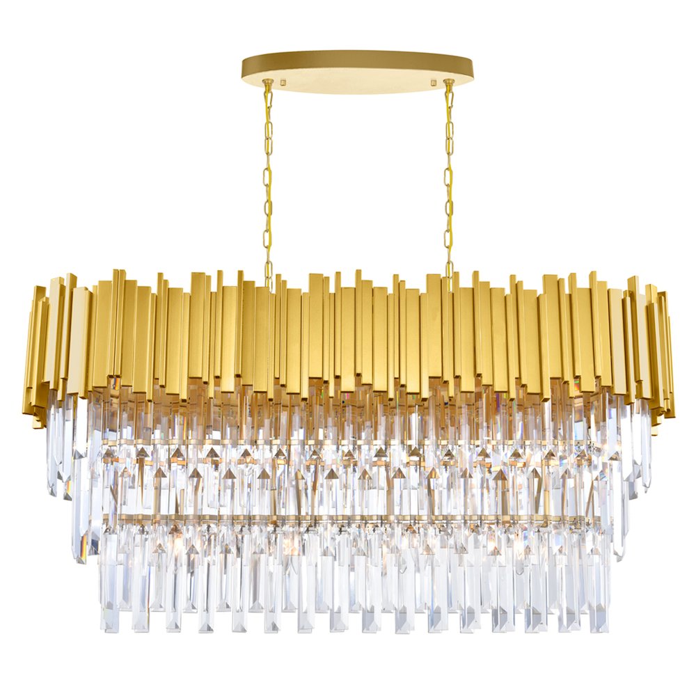 Deco 9 Light Pool Table Light With Medallion Gold Finish. Picture 2
