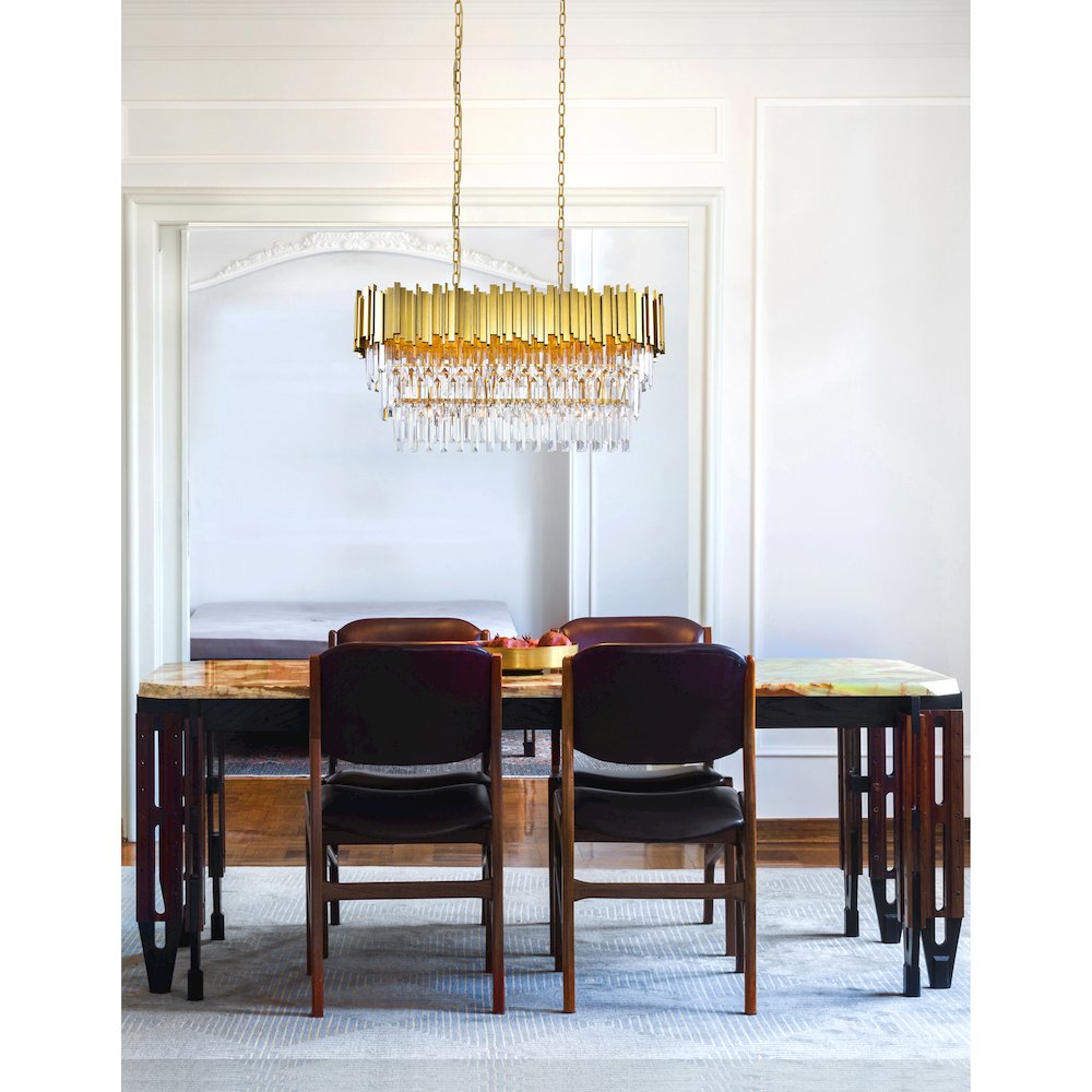 Deco 9 Light Pool Table Light With Medallion Gold Finish. Picture 7