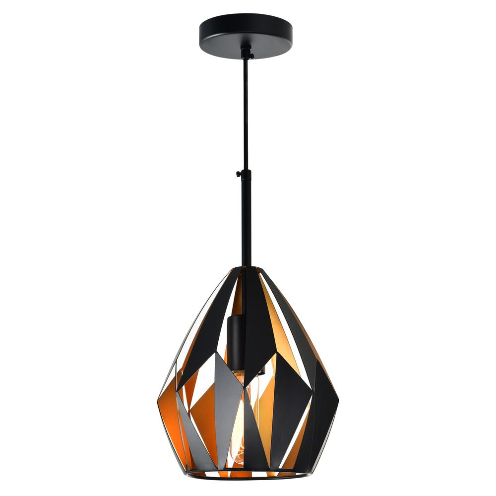 Oxide 1 Light Down Mini Pendant With Black+Copper Finish. Picture 1