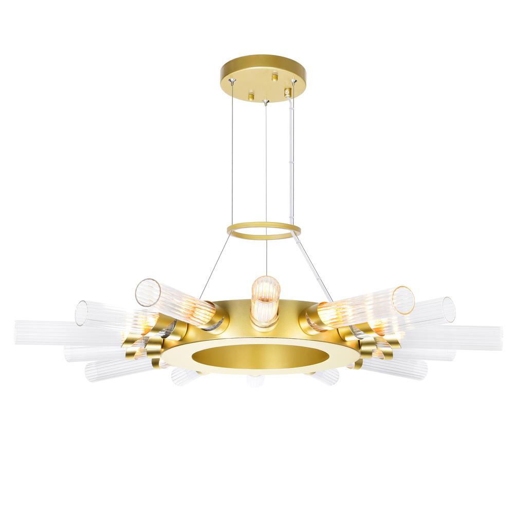Collar 14 Light Chandelier With Satin Gold Finish. Picture 1