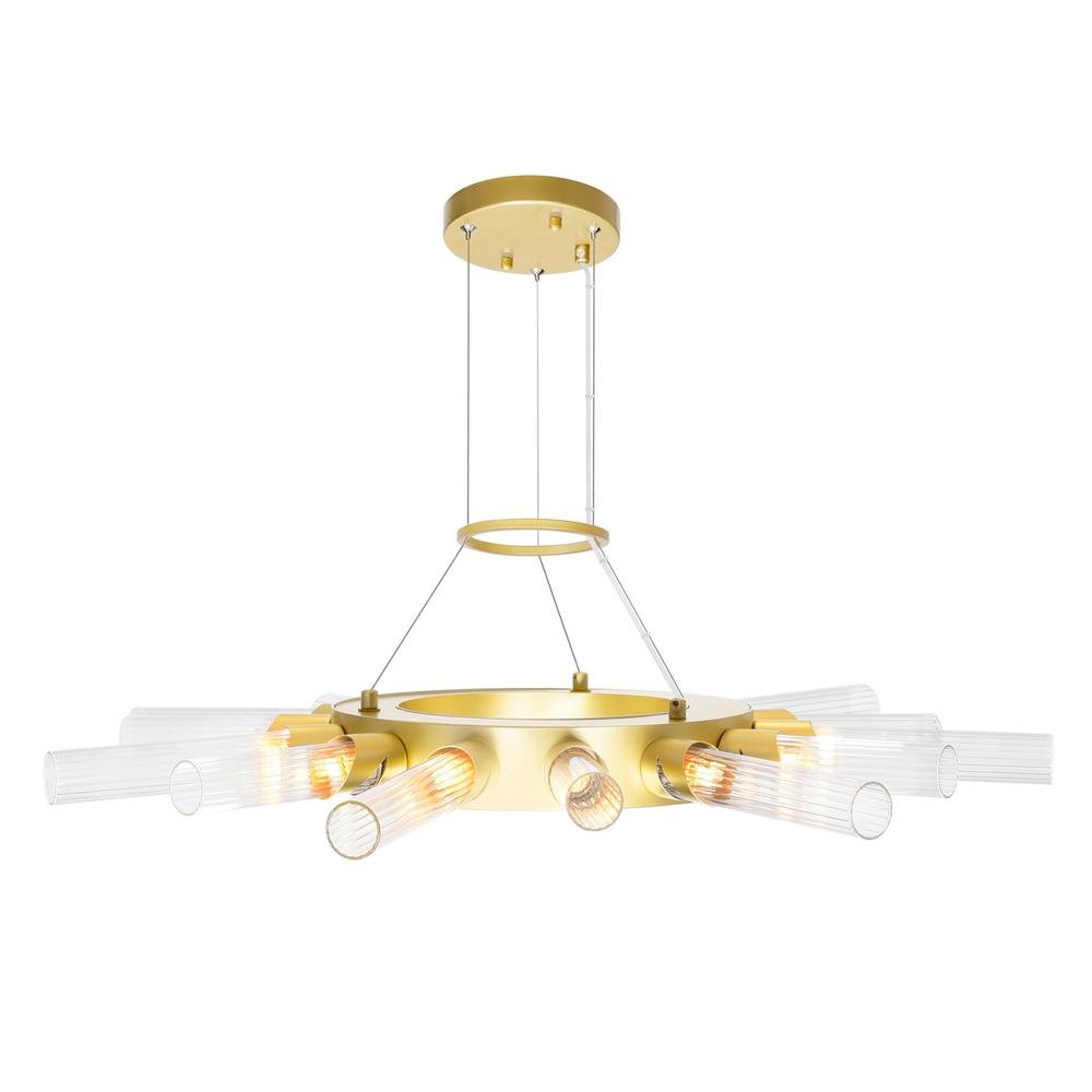 Collar 14 Light Chandelier With Satin Gold Finish. Picture 2