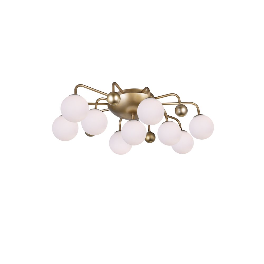 Element 9 Light Flush Mount With Sun Gold Finish. Picture 1