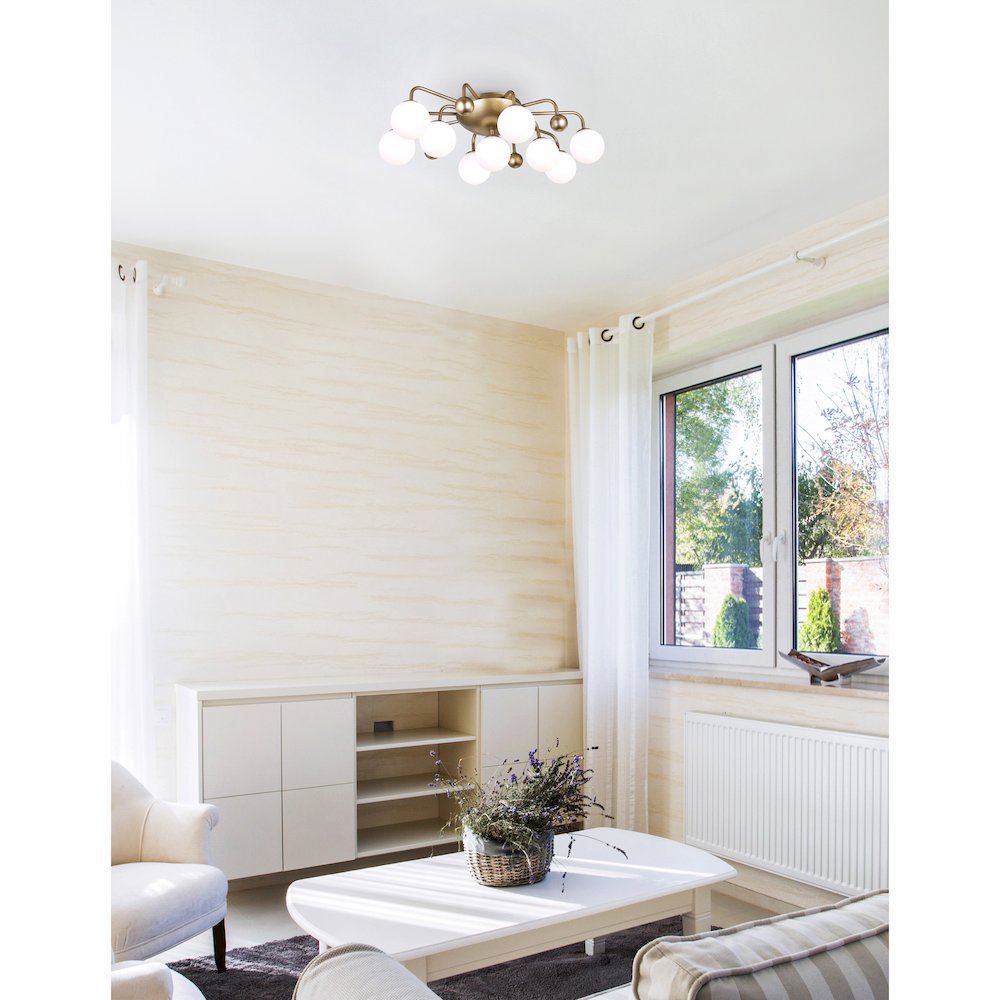 Element 9 Light Flush Mount With Sun Gold Finish. Picture 6