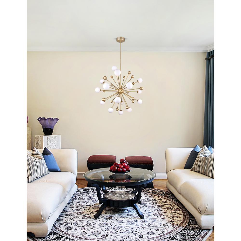 Element 17 Light Chandelier With Sun Gold Finish. Picture 7