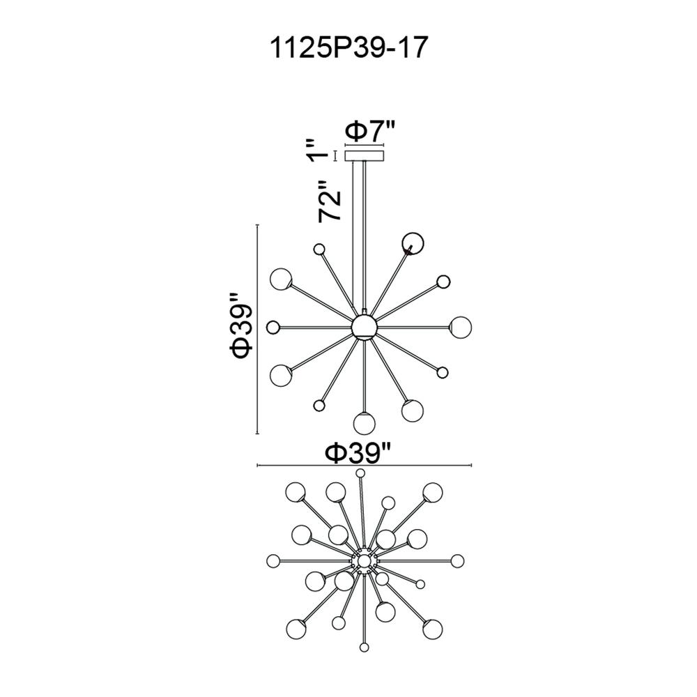 Element 17 Light Chandelier With Sun Gold Finish. Picture 8