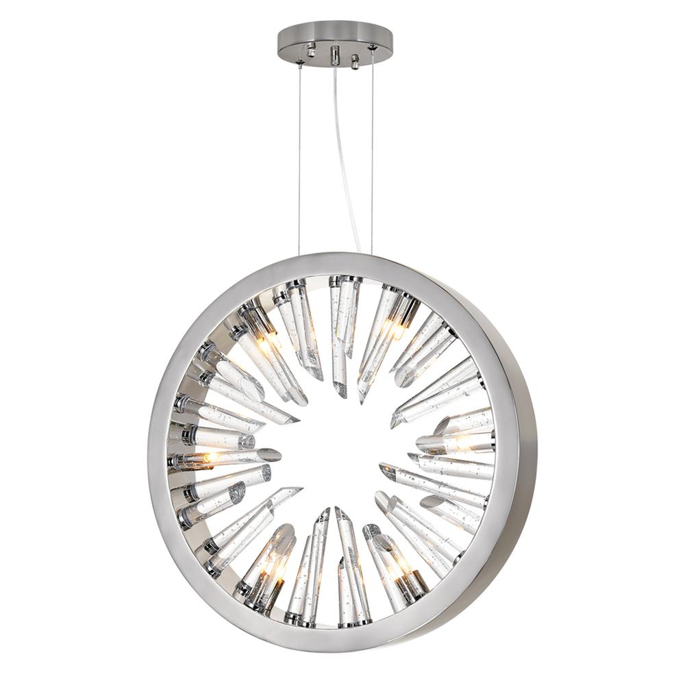 Spiked 6 Light Chandelier With Polished Nickel Finish. Picture 1