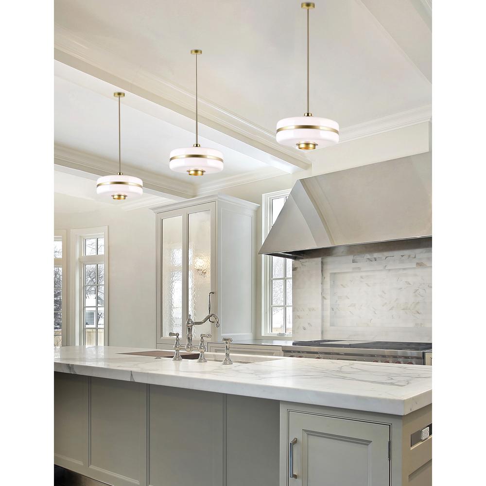 Elementary 1 Light Down Pendant With Pearl Gold Finish. Picture 6