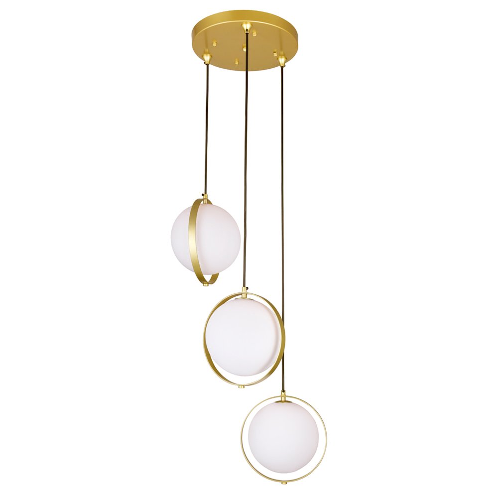 Da Vinci 3 Light Multi Light Pendant With Brass Finish. Picture 1