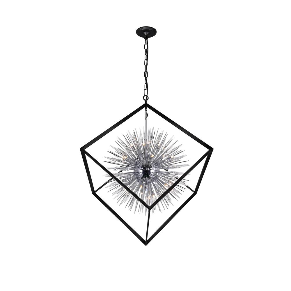 Starburst 20 Light Chandelier With Chrome & Black Finish. Picture 9