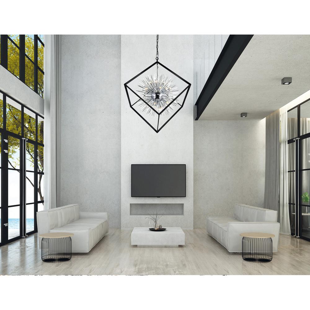 Starburst 20 Light Chandelier With Chrome & Black Finish. Picture 6