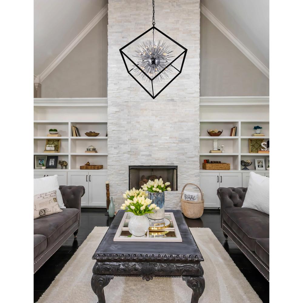 Starburst 20 Light Chandelier With Chrome & Black Finish. Picture 7
