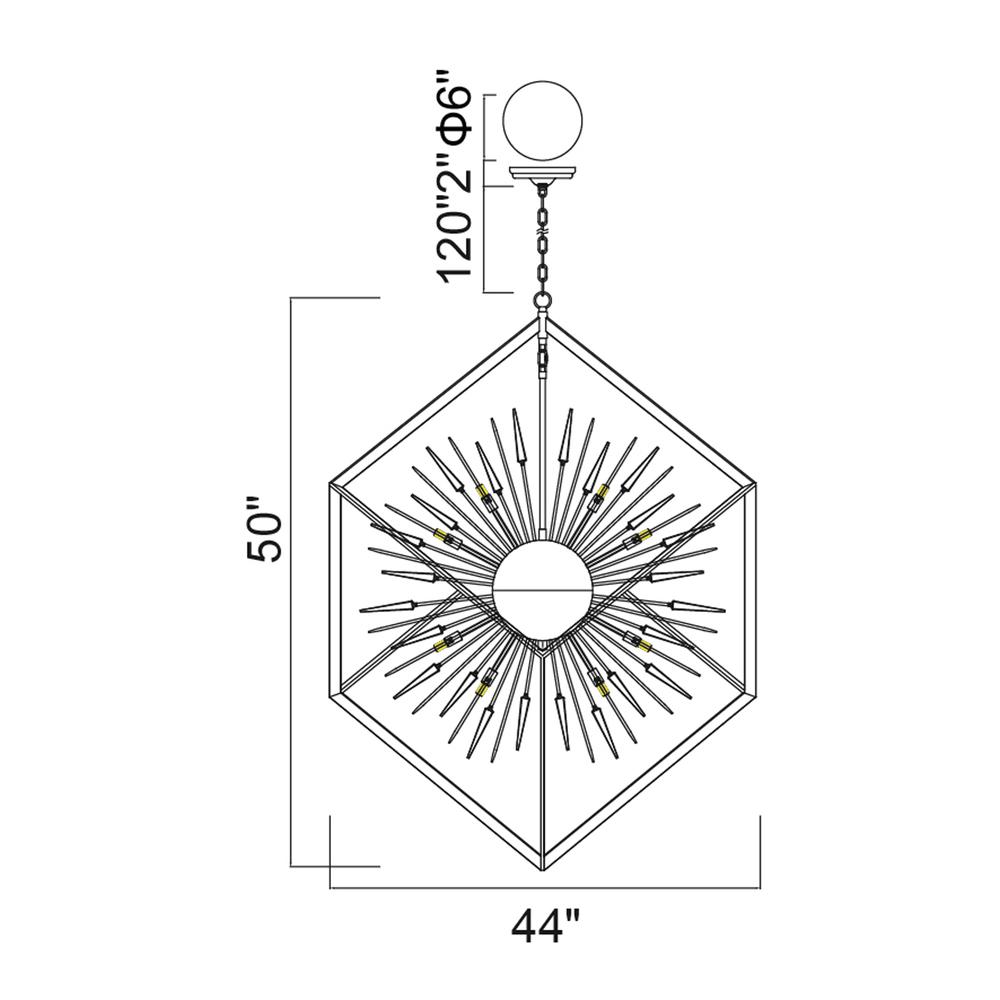Starburst 20 Light Chandelier With Chrome & Black Finish. Picture 8