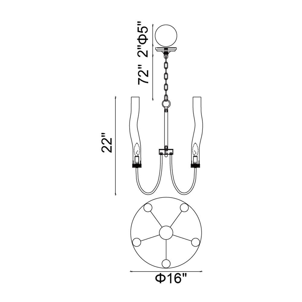 Meduse 5 Light Chandelier With Polished Nickel Finish. Picture 6