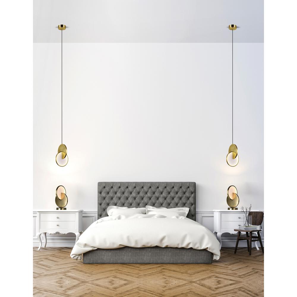 Tranche LED Mini Pendant With Brushed Brass Finish. Picture 6