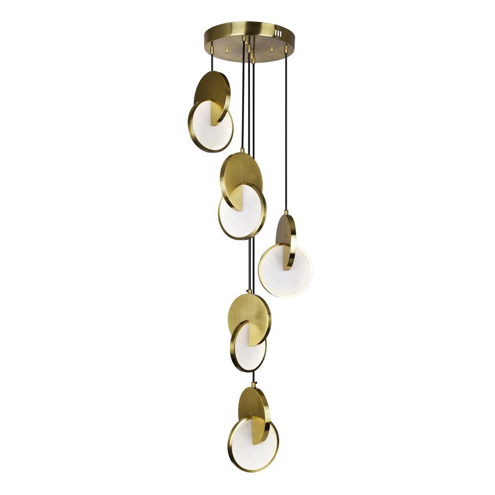 Tranche LED Pendant With Brushed Brass Finish. Picture 1