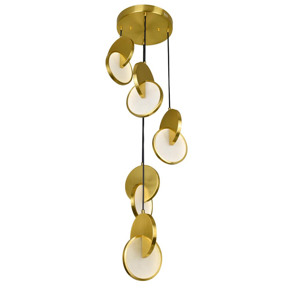 Tranche LED Pendant With Brushed Brass Finish. Picture 2