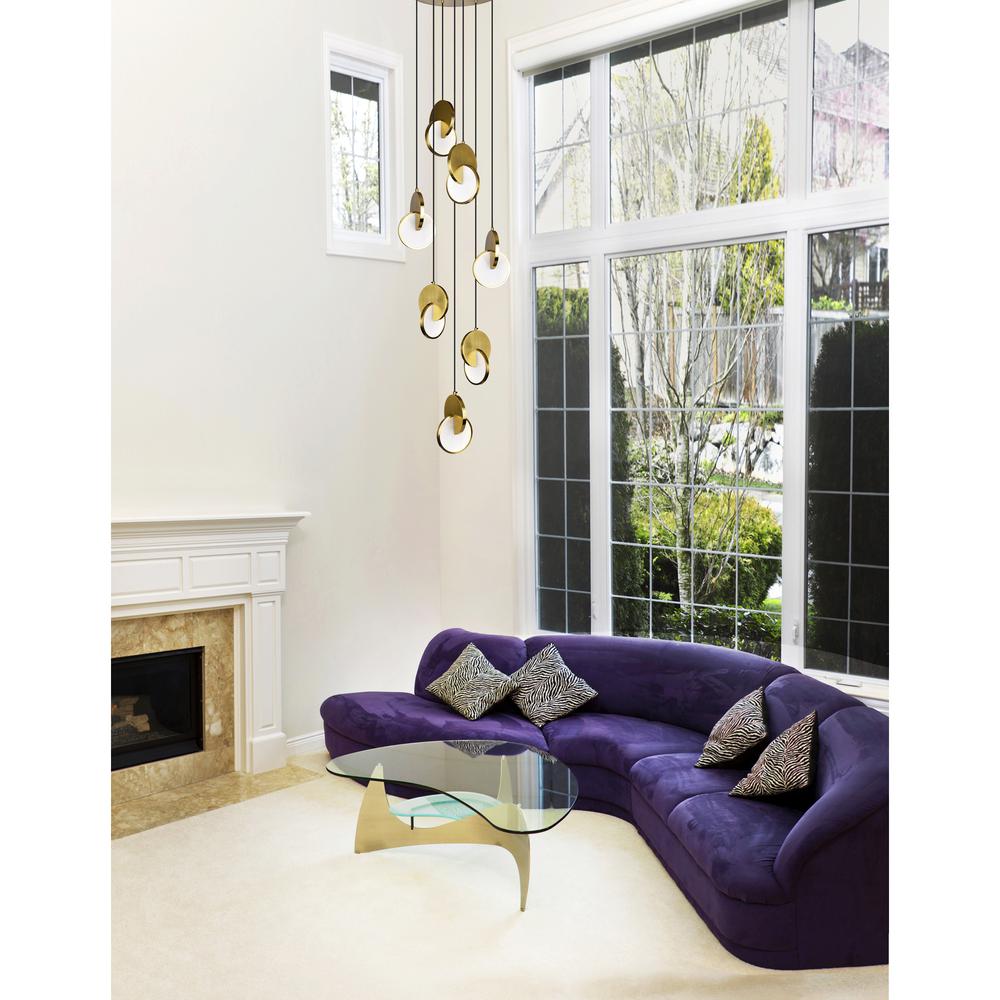 Tranche LED Pendant With Brushed Brass Finish. Picture 3