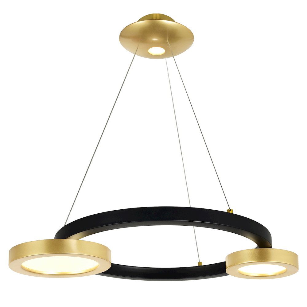 Deux Lunes LED Chandelier With Sun Gold & Black Finish. Picture 1