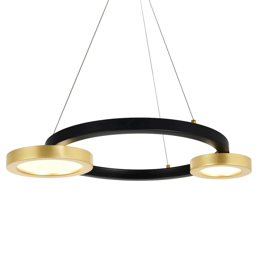 Deux Lunes LED Chandelier With Sun Gold & Black Finish. Picture 2