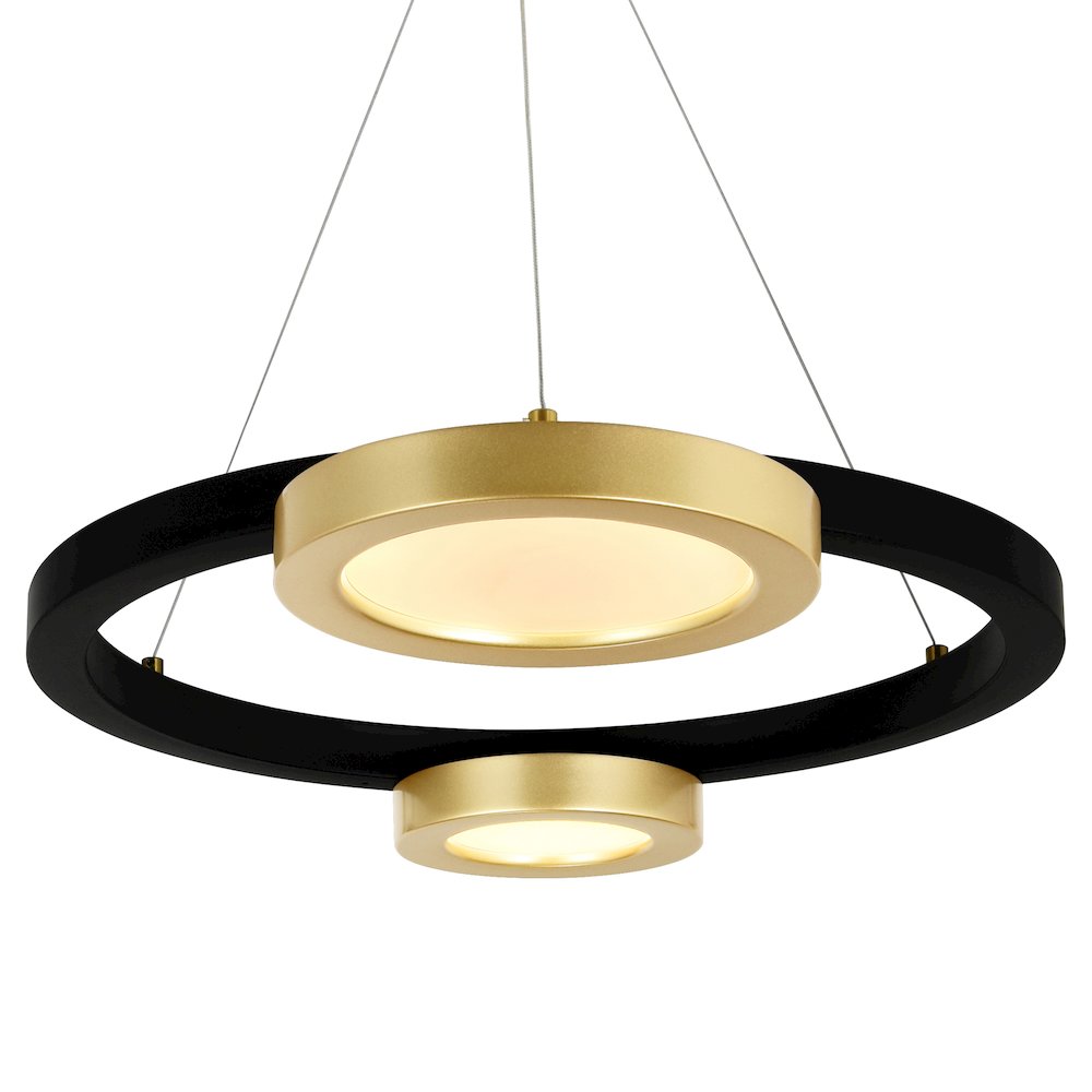 Deux Lunes LED Chandelier With Sun Gold & Black Finish. Picture 3