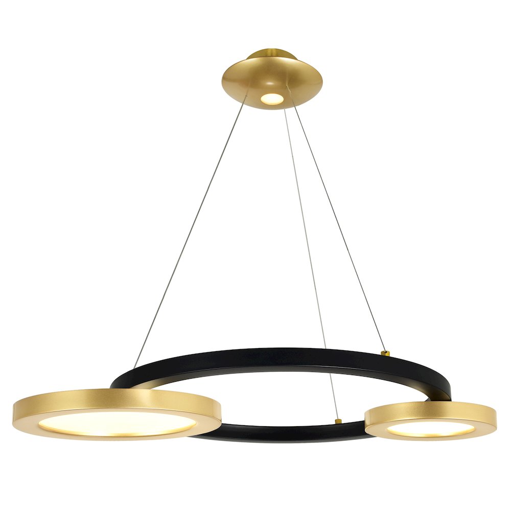 Deux Lunes LED Chandelier With Sun Gold & Black Finish. Picture 1
