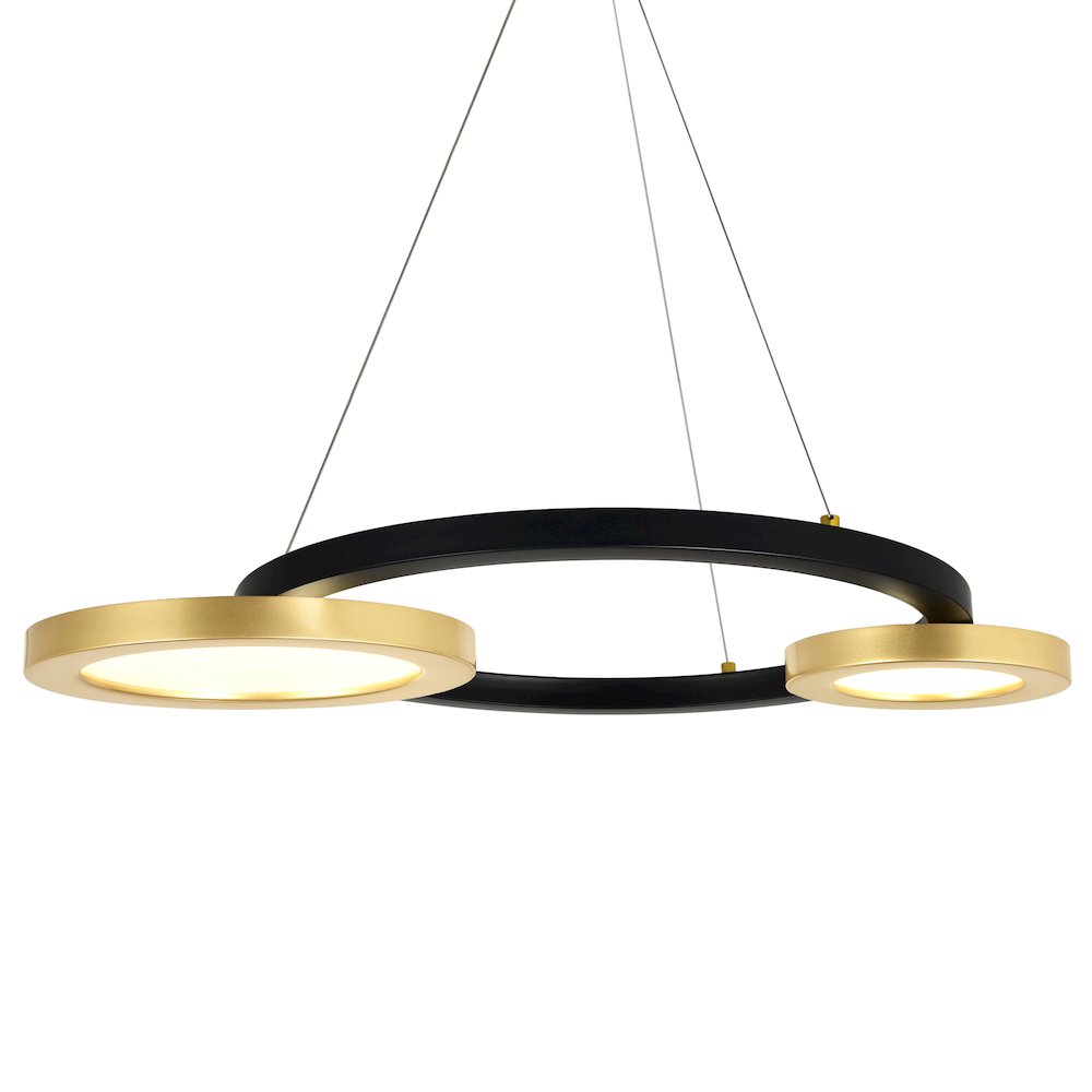 Deux Lunes LED Chandelier With Sun Gold & Black Finish. Picture 2