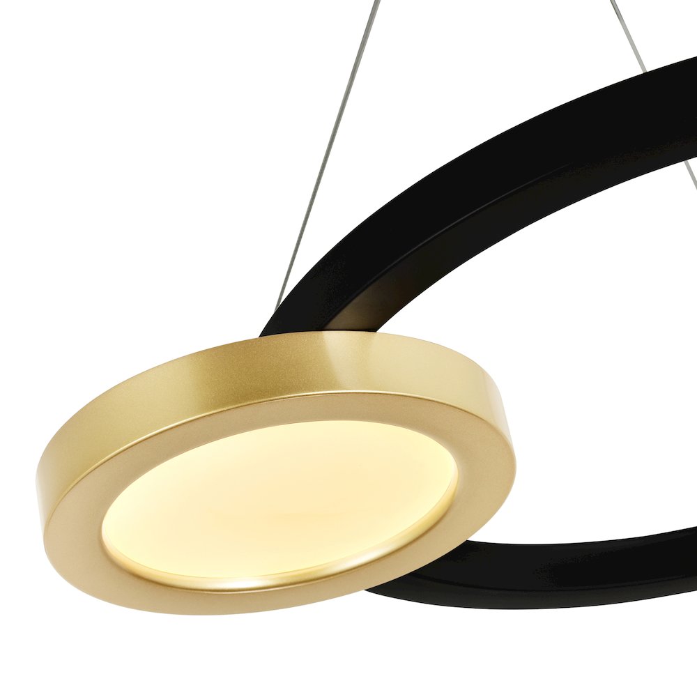Deux Lunes LED Chandelier With Sun Gold & Black Finish. Picture 4