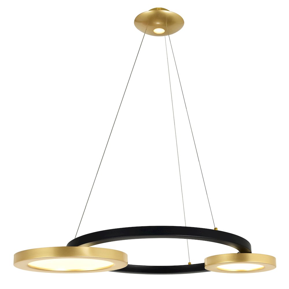 Deux Lunes LED Chandelier With Sun Gold & Black Finish. Picture 6