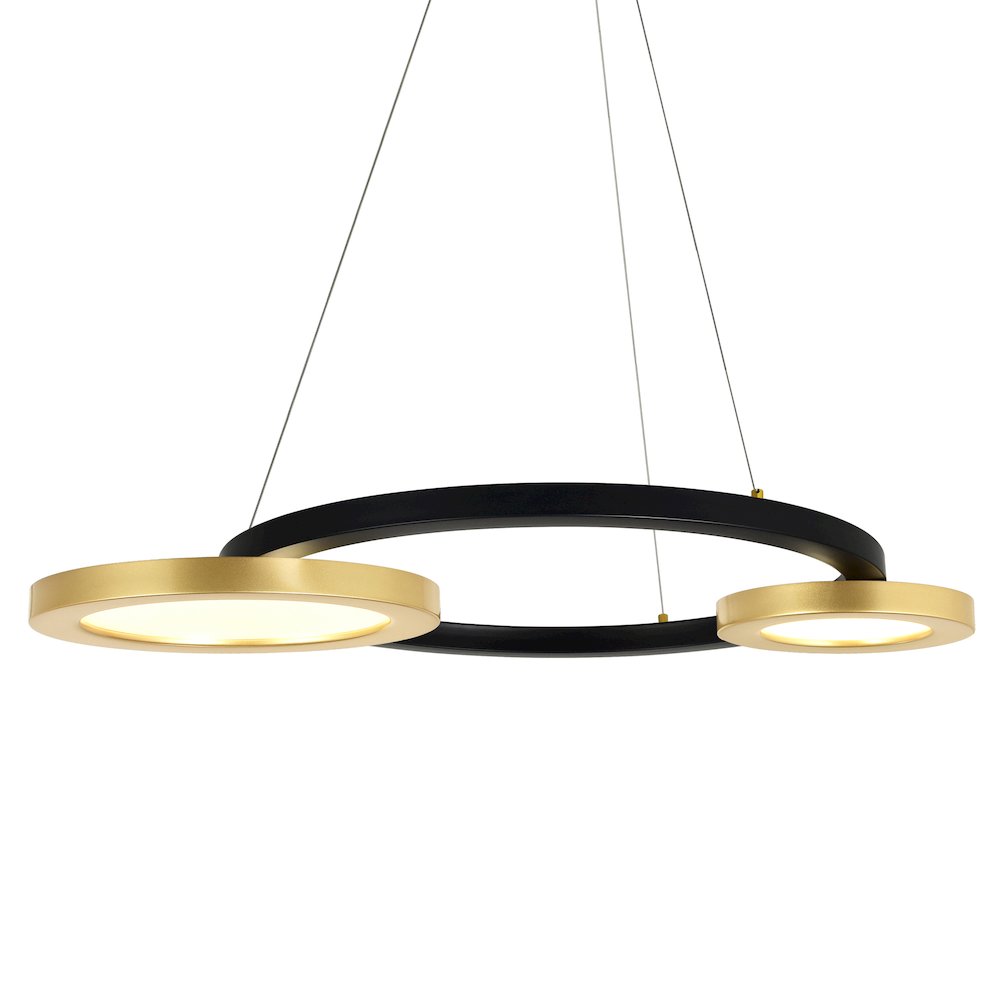 Deux Lunes LED Chandelier With Sun Gold & Black Finish. Picture 1