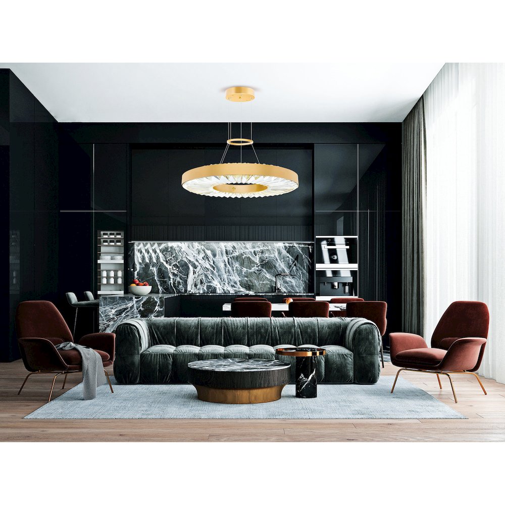 Bjoux LED Chandelier With Sun Gold Finish. Picture 6