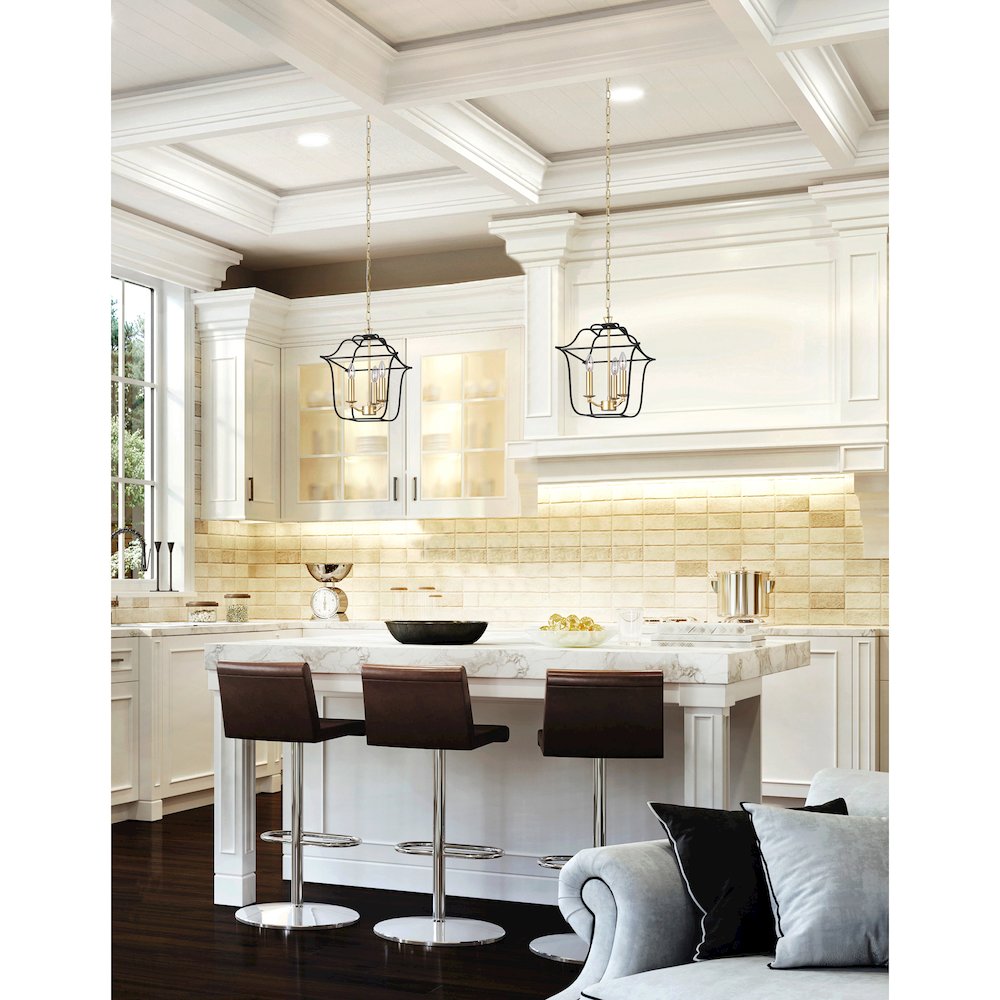 Tudor 3 Light Pendant With Satin Gold & Black Finish. Picture 7