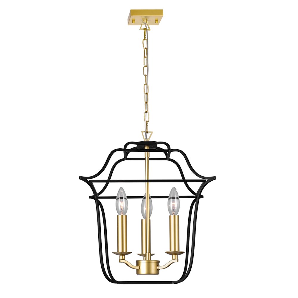 Tudor 3 Light Pendant With Satin Gold & Black Finish. Picture 2
