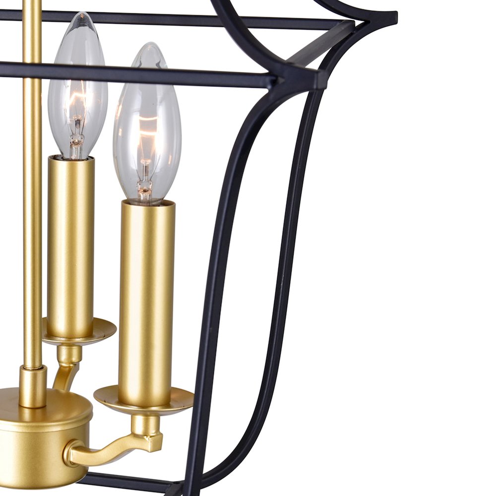 Tudor 3 Light Pendant With Satin Gold & Black Finish. Picture 4