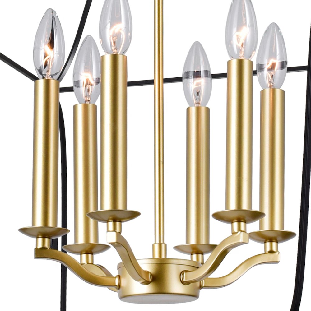 Tudor 6 Light Chandelier With Satin Gold & Black Finish. Picture 2