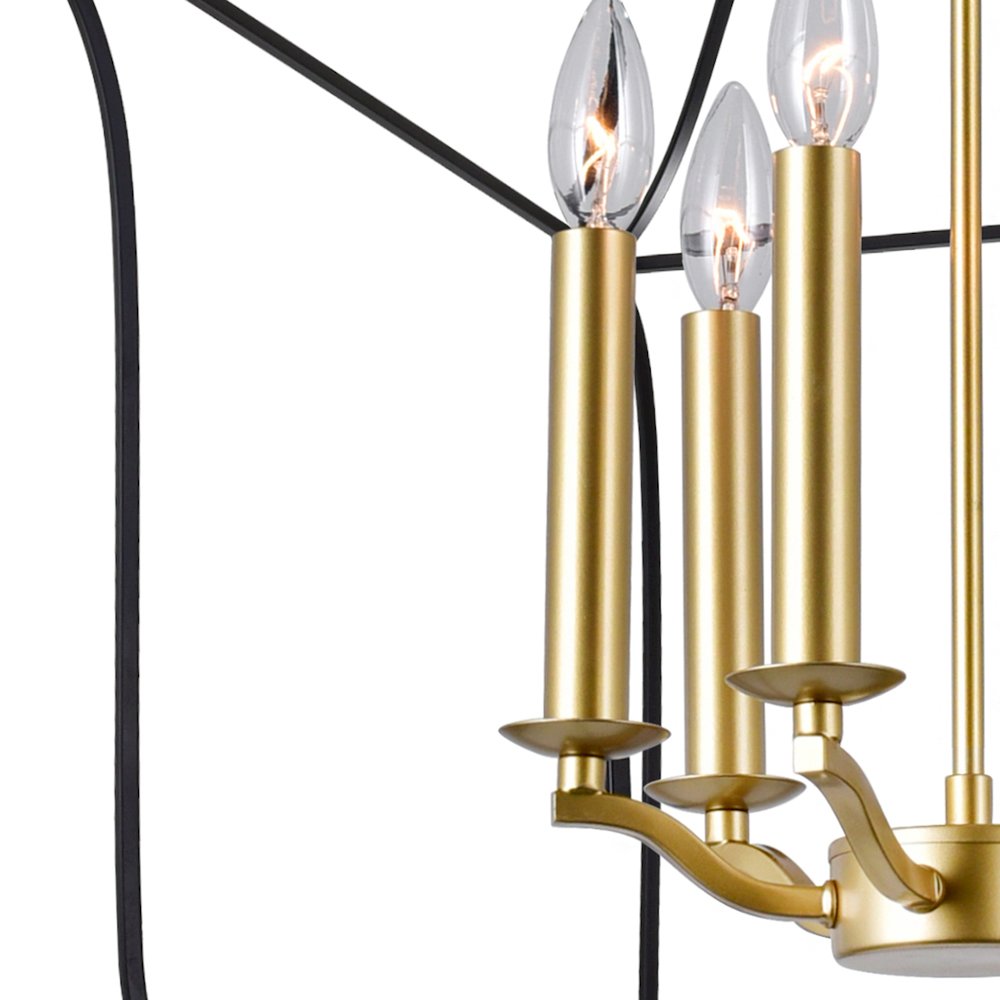 Tudor 6 Light Chandelier With Satin Gold & Black Finish. Picture 4