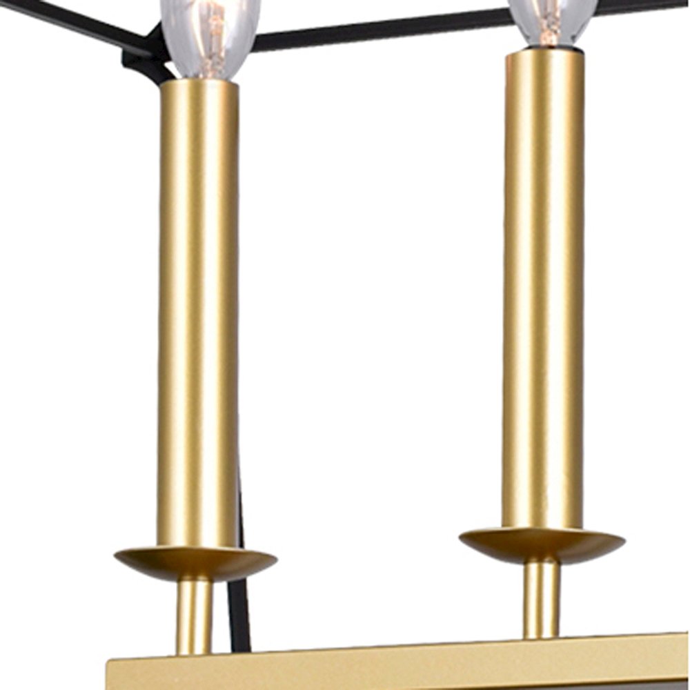 Tudor 6 Light Island/Pool Table Chandelier With Satin Gold & Black Finish. Picture 3