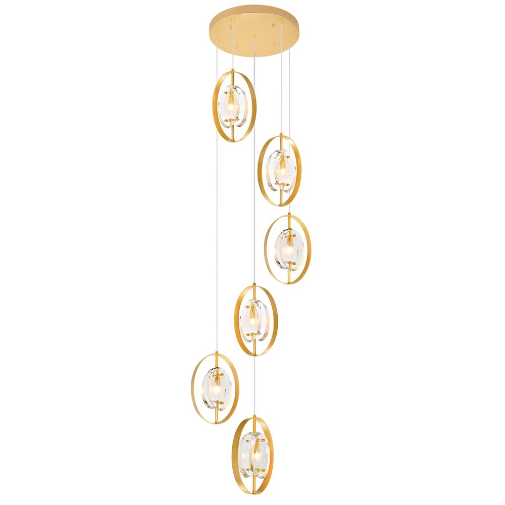 Iris 6 Light Pendant With Sun Gold Finish. Picture 1