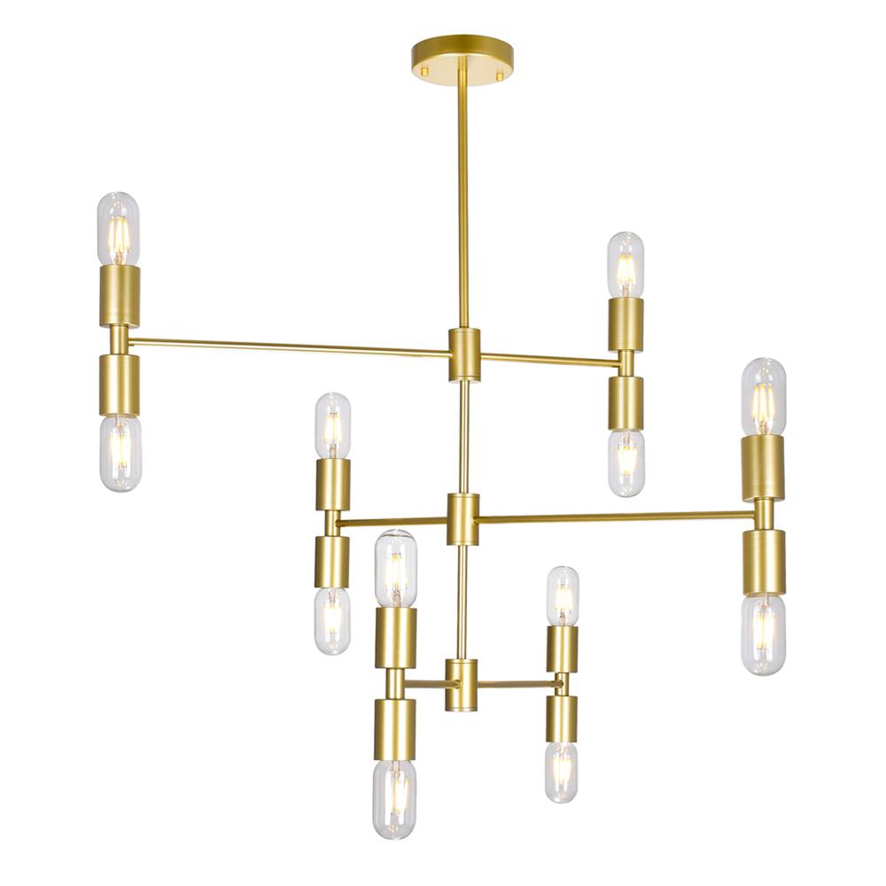 Hand Crank 12 Light Chandelier With Medallion Gold Finish. Picture 1